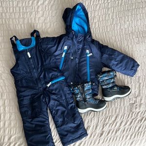 Carter’s 2T snow jacket and adjustable pants with matching snow boots.